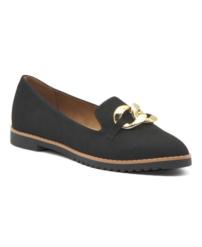 Shop Adrienne Vittadini Women's Lari Chain Slip-on Lug Sole Flats Women's Shoes In Black