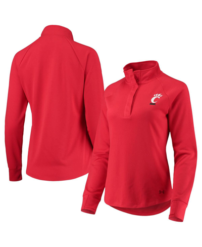 Shop Under Armour Women's  Red Cincinnati Bearcats Double Knit Raglan Quarter-snap Jacket