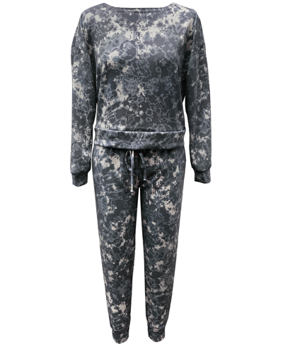 Shop Jenni Tie-dyed Pajama Set, Created For Macy's In Charcoal Tiedye