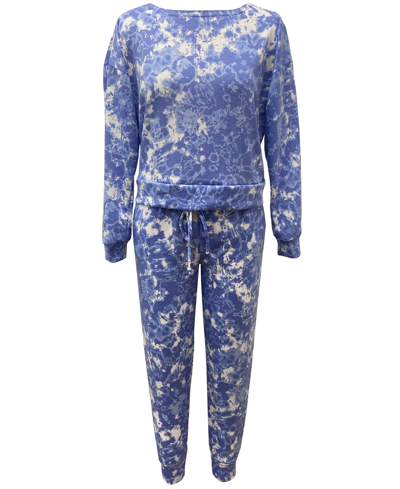 Shop Jenni Tie-dyed Pajama Set, Created For Macy's In Denim Tie Dye