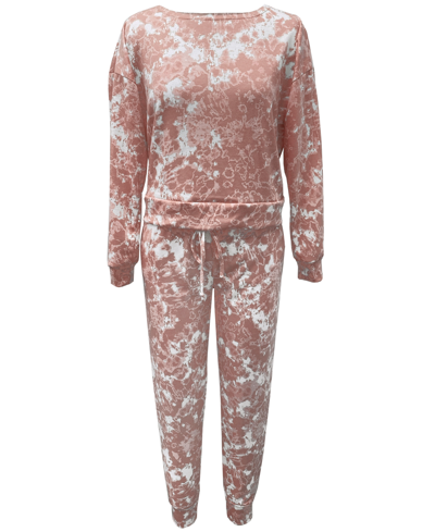 Shop Jenni Tie-dyed Pajama Set, Created For Macy's In Blush Tie Dye