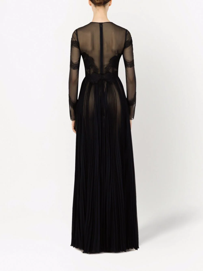 Dolce & Gabbana Floral-lace Detail Long Dress In Black