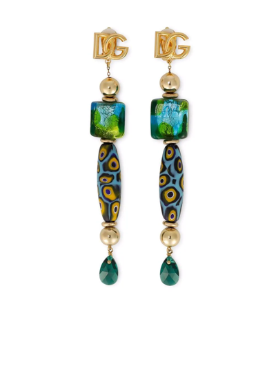Shop Dolce & Gabbana Drop-bead Clip-on Earrings In Gold