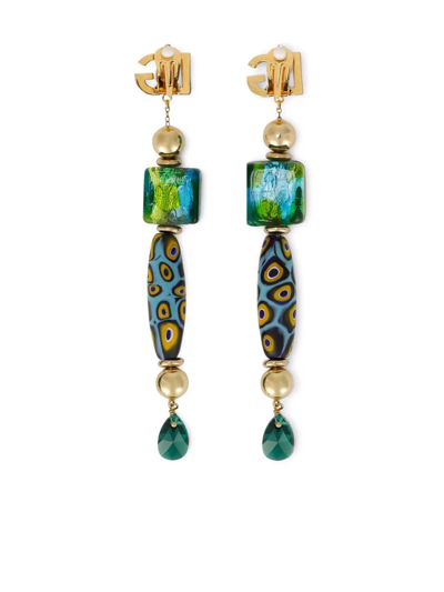Shop Dolce & Gabbana Drop-bead Clip-on Earrings In Gold