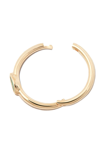 Shop Jacquie Aiche 14kt Yellow Gold Marquise Emerald Single Hoop Earring