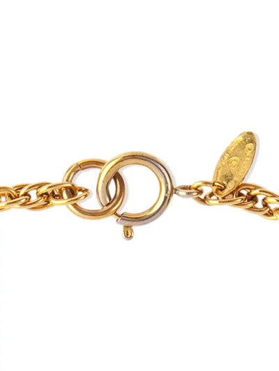 Pre-owned Chanel 1980s Cc Medallion Charm Necklace In Gold