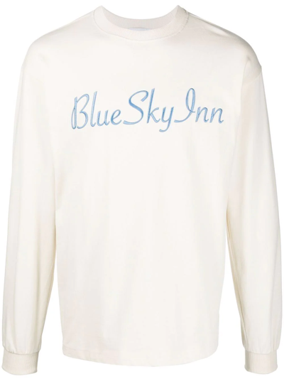 Shop Blue Sky Inn Logo-embroidered Sweatshirt In Neutrals