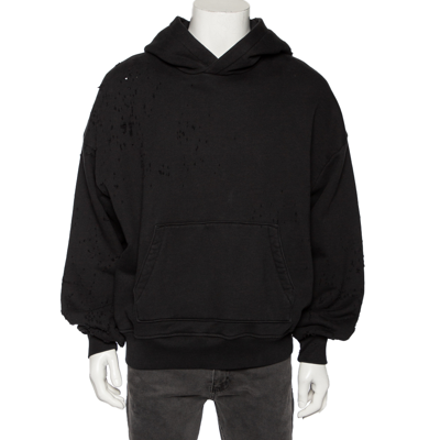 Pre-owned Amiri Black Distressed Cotton Long Sleeve Oversized Hoodie S
