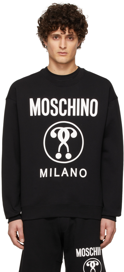 Shop Moschino Black Logo Print Sweatshirt In A1555 Fantasy Print