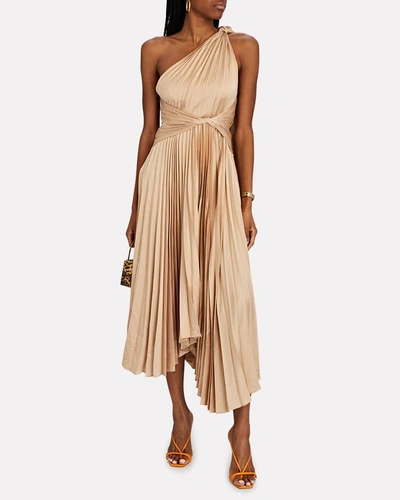 Shop Acler Kalora Satin Maxi Dress In Gold