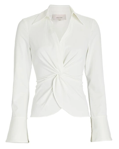 Shop Cinq À Sept Mckenna Twist-front Shirt In Ivory