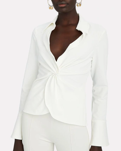 Shop Cinq À Sept Mckenna Twist-front Shirt In Ivory