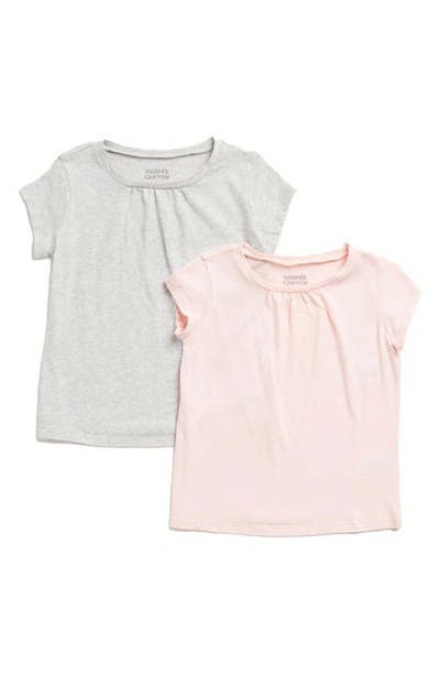 Shop Harper Canyon Kids' Cotton Short Sleeve T-shirt In Pink English- Grey Pack