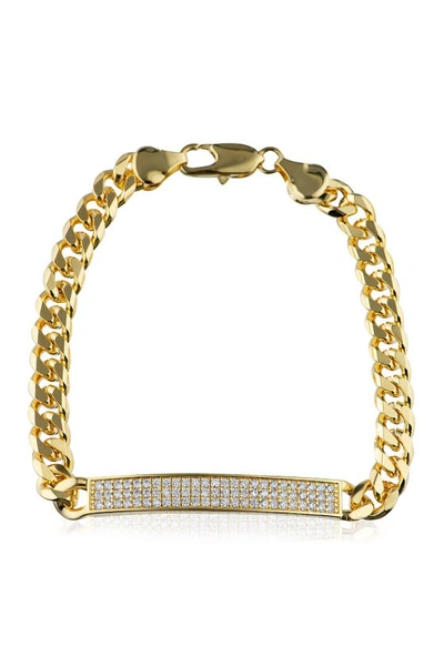 Shop Cz By Kenneth Jay Lane Pave Cz Id Bracelet In Clear/gold