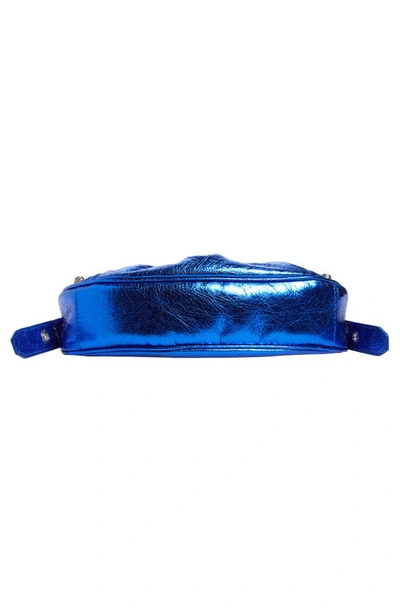 Balenciaga Extra Small Le Cagole Crinkle Metallic Lambskin Shoulder Bag In Dark Blue