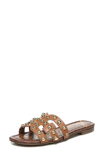 Sam Edelman Women's Bay 14 Ball Studded Leather Slide Sandals In Saddle