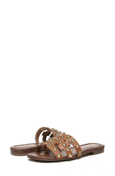 Sam Edelman Women's Bay 14 Ball Studded Leather Slide Sandals In Saddle
