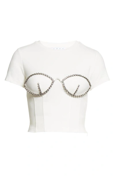 Shop Area Crystal Bustier Crop Top In White