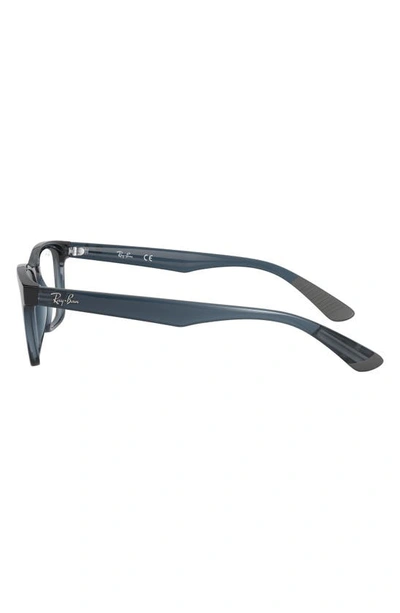 Ray Ban 53mm Rectangular Optical Glasses In Grey Blue