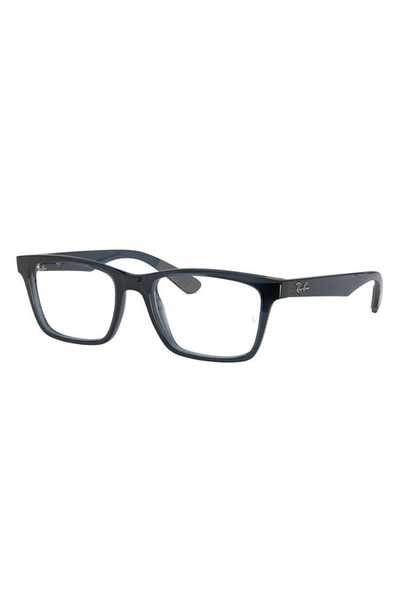 Ray Ban 53mm Rectangular Optical Glasses In Grey Blue