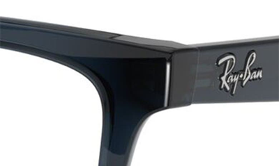 Ray Ban 53mm Rectangular Optical Glasses In Grey Blue