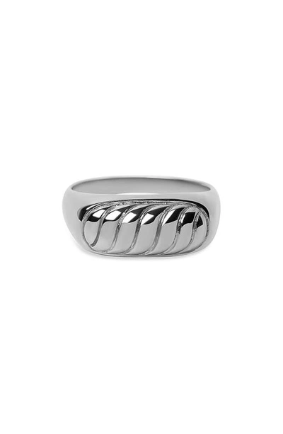 Shop Argento Vivo Sterling Silver Textured Signet Ring In Silver