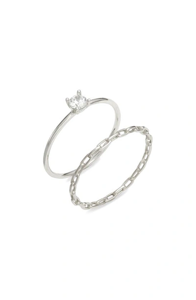 Shop Argento Vivo Sterling Silver Set Of Two Rings In Silver