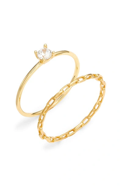 Shop Argento Vivo Sterling Silver Set Of Two Rings In Gold