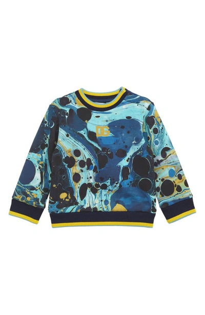 Shop Dolce & Gabbana Marble Print Sweatshirt In Marmorizz.mix Blu