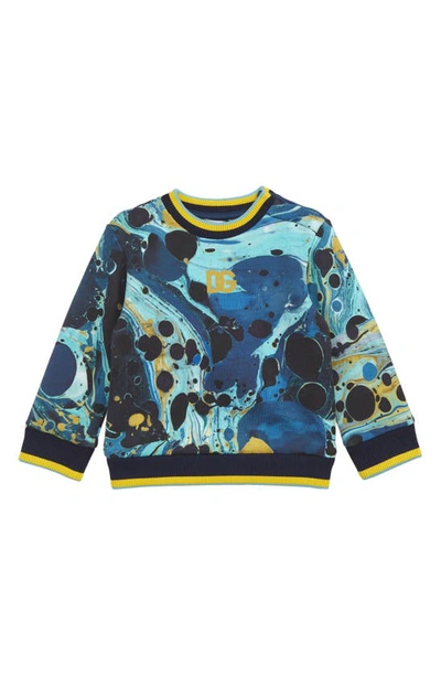 Dolce & Gabbana Abstract-print Cotton Sweatshirt In Marmorizz.mix Blu