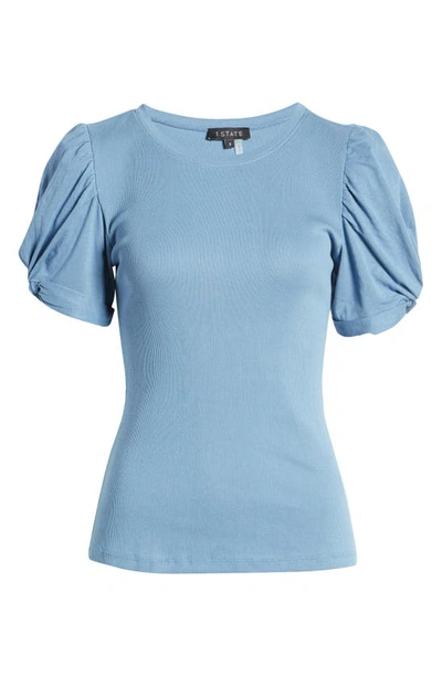 Shop 1.state Puff Sleeve Rib Knit T-shirt In Blue