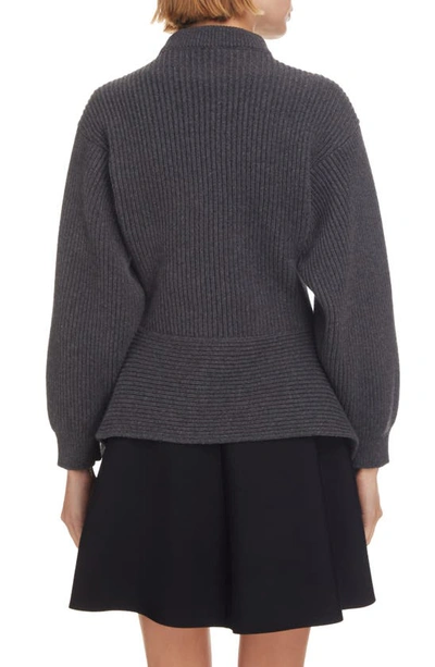 Shop Alaïa English Ribbed Wool & Cashmere Sweater In Gris Fonce