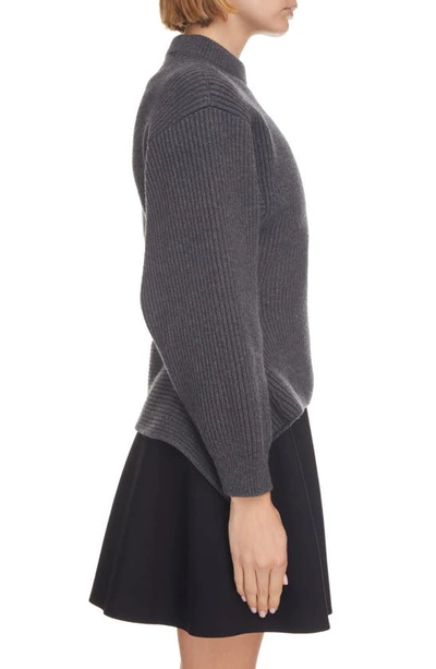 Shop Alaïa English Ribbed Wool & Cashmere Sweater In Gris Fonce