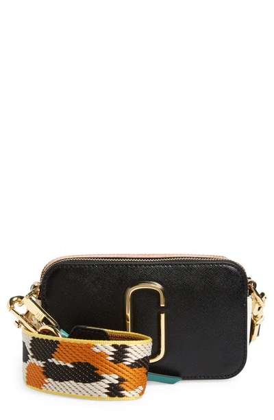 Shop Marc Jacobs The Colorblock Snapshot Bag In Black/ Honey Ginger Multi