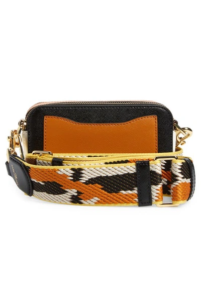 Marc Jacobs The Colorblock Snapshot Bag In Black/ Honey Ginger Multi