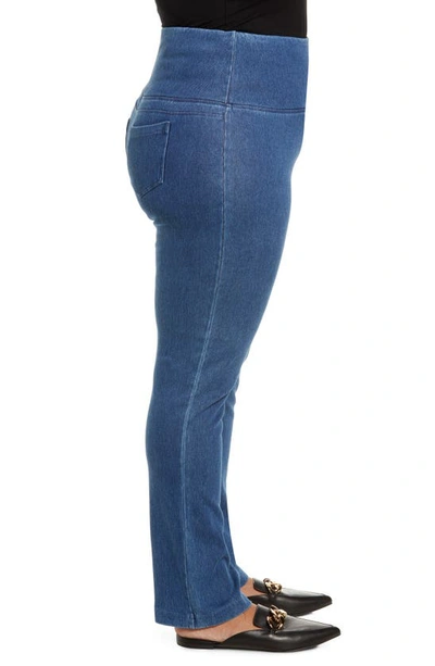 Lyssé Straight Leg Jeggings In Mid Wash