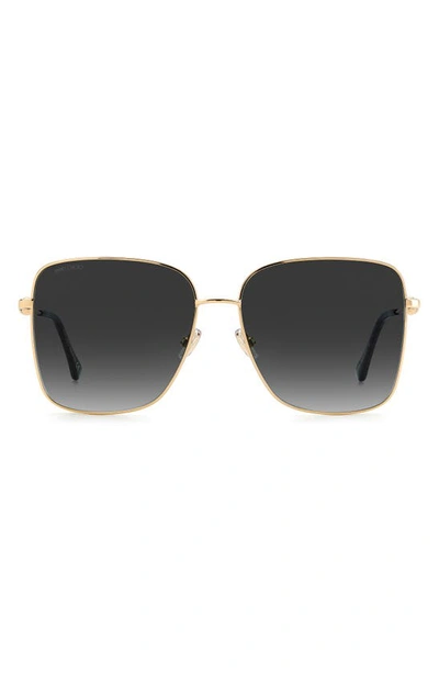 Shop Jimmy Choo Hesters 59mm Gradient Square Sunglasses In Black Gold / Grey Shaded