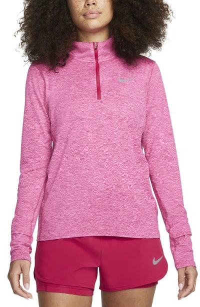 Shop Nike Element Half Zip Pullover In Hibiscus/ Pink/ Heather