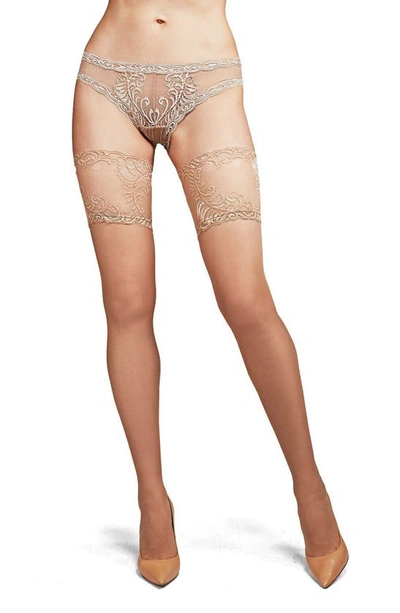Shop Natori Feather Escape Stay-up Stockings In Nude