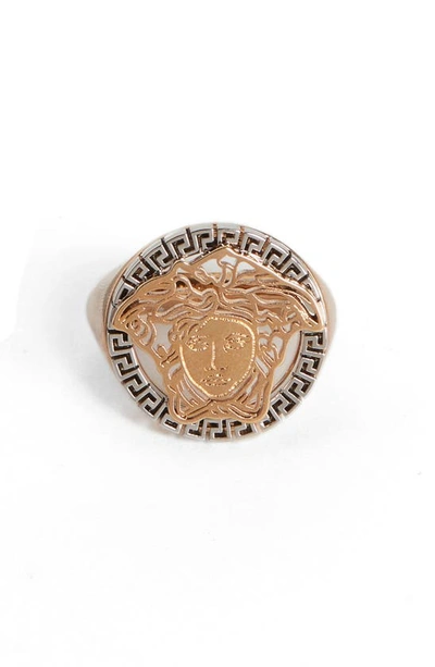 Shop Versace Medusa Ring In Gold/ Silver