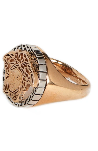 Shop Versace Medusa Ring In Gold/ Silver