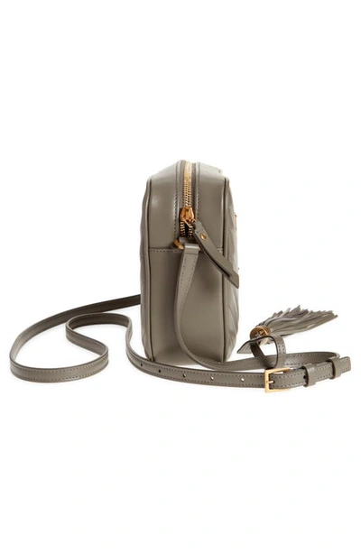 Shop Saint Laurent Lou Matelassé Leather Camera Bag In Grey Khaki