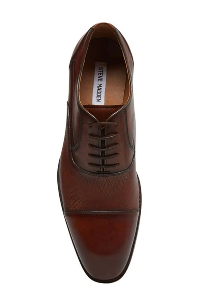 Shop Steve Madden Proctor Cap Toe Derby In Tan Leather