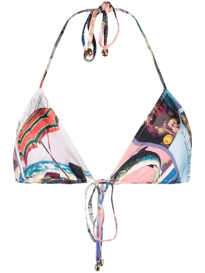 Shop Zimmermann Poster Print Bikini Top In Multicolore