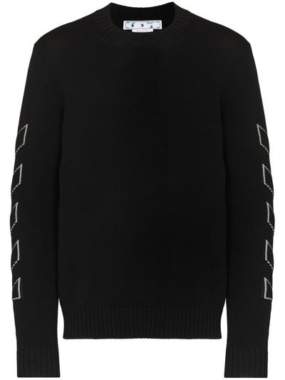 Shop Off-white Diagonal Outline Black Crew Neck Jumper In Nero