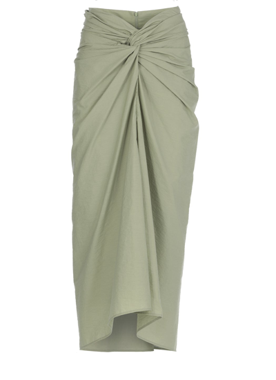 Shop Brunello Cucinelli High Waist Pleated Midi Skirt In Green