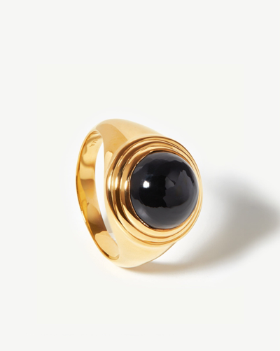 Shop Missoma Sphere Ridge Ring 18ct Gold Plated/black Onyx Black/gold