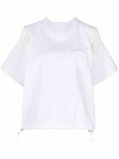 Shop Sacai Cotton And Satin T-shirt & In White