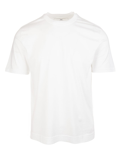 Shop Fedeli Man Basic T-shirt In White Organic Cotton In Bianco Ottico