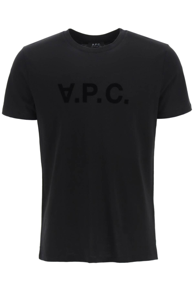 Shop Apc Flocked Vpc Logo T-shirt In Noir (black)